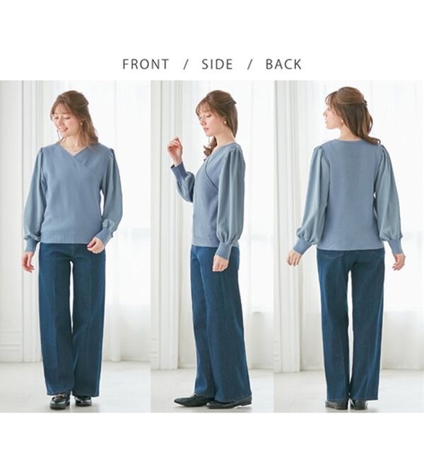 alotta（アロッタ）の「カシミヤタッチカシュクール袖異素材ニット（ニット・セーター）」｜詳細画像