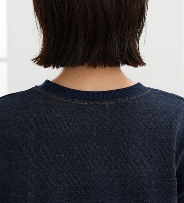 BELLUNA（ベルーナ）の「ネコ刺しゅうデニム調プルオーバー（カットソー）」｜詳細画像