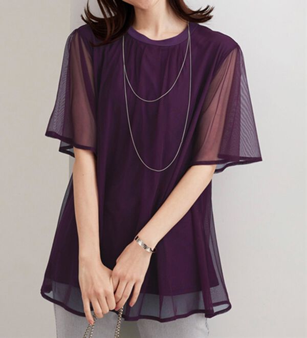 BELLUNA（ベルーナ）の「ふわり涼やか！チュール重ねチュニック（チュニック）」｜詳細画像