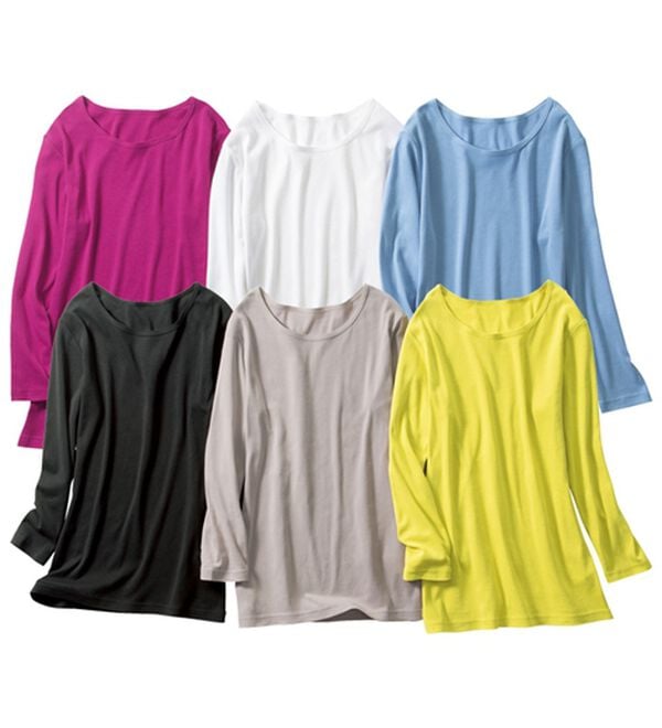 「【６色組】＜カラフルコットン＞綿１００％クルーネックプルオーバー（肌着・インナーウェア）」｜6色組