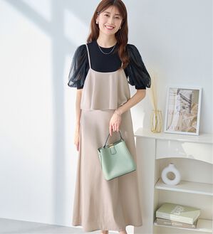 alotta（アロッタ）の「フリルキャミワンピース（カットソーワンピース）」｜グレージュ