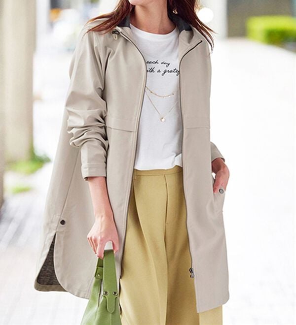 BELLUNA（ベルーナ）の「はっ水加工ボンディング素材ロング丈パーカー（ハーフコート）」｜詳細画像