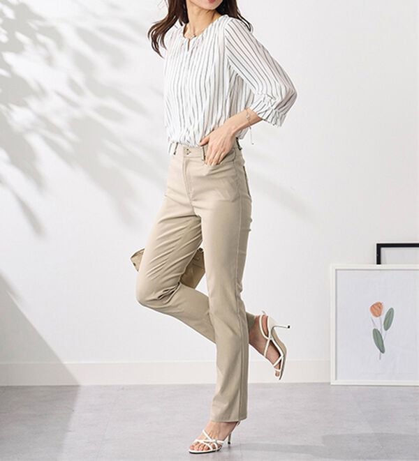 BELLUNA（ベルーナ）の「＜ベルクリーン＞抗菌防臭冷感ストレッチ美脚パンツ（フルレングスパンツ）」｜詳細画像