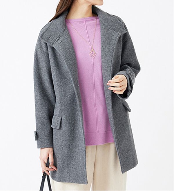 BELLUNA（ベルーナ）の「ウール調スタンド衿ミドル丈コクーンコート（ハーフコート）」｜詳細画像