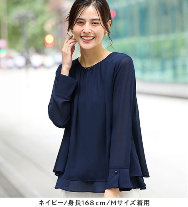 Viola e Viola（ヴィオラ エ ヴィオラ）の「裾フレア裏地付きシフォンブラウス（ブラウス）」｜詳細画像