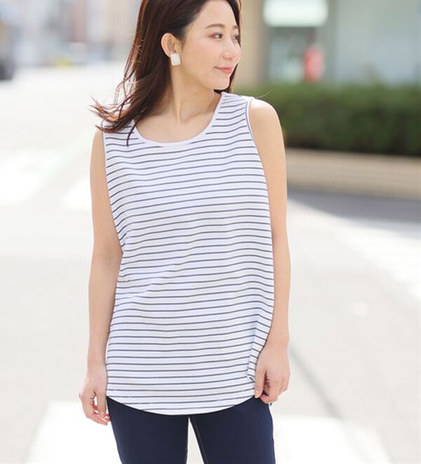 A HAPPY MARILYN（アハッピーマリリン）の「【Ｍ～８Ｌ／選べる裾】【接触冷感・吸水速乾】さらさらタンクトップ（タンクトップ・キャミソール）」｜詳細画像