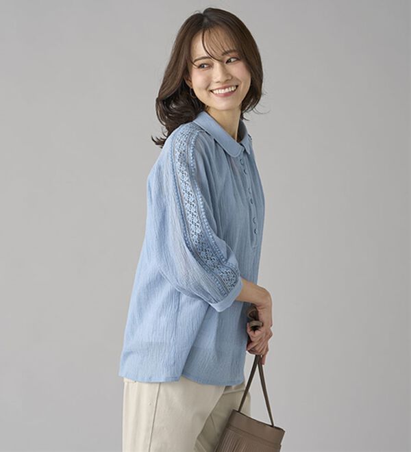 BELLUNA（ベルーナ）の「暑い夏に着たい！涼やか綿１００％ブラウス（ブラウス）」｜詳細画像