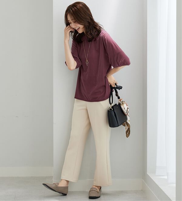 BELLUNA（ベルーナ）の「ベロア素材ふんわり袖プルオーバー（カットソー）」｜詳細画像