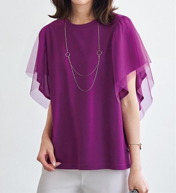 BELLUNA（ベルーナ）の「チュール使いフリル袖プルオーバー（カットソー）」｜詳細画像