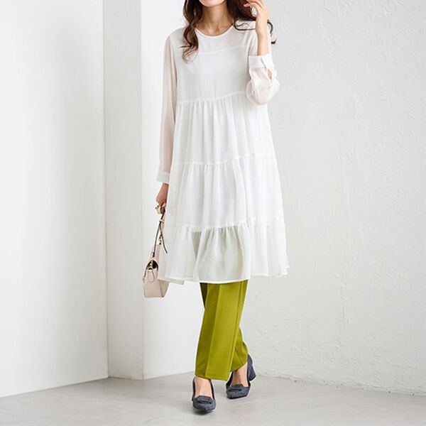 RANAN（ラナン）の「美脚カットジョーゼットタックパンツ（フルレングスパンツ）」｜詳細画像