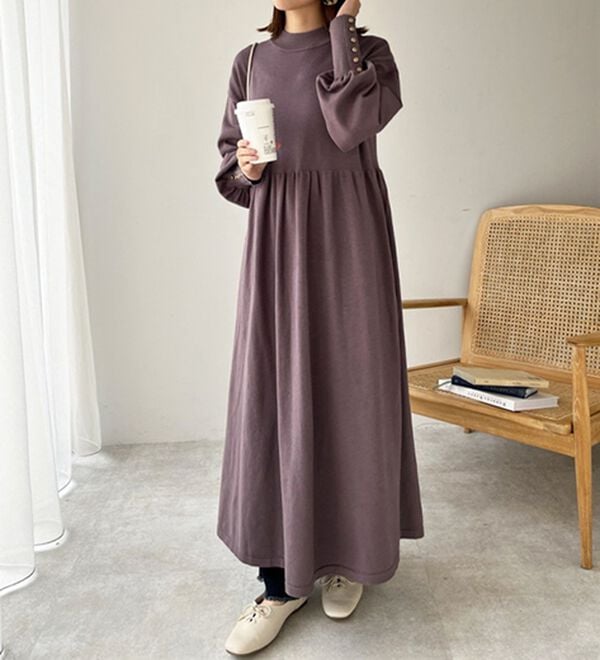 GeeRA（ジーラ）の「フィット＆フレアーニットワンピース（ニットワンピース）」｜詳細画像