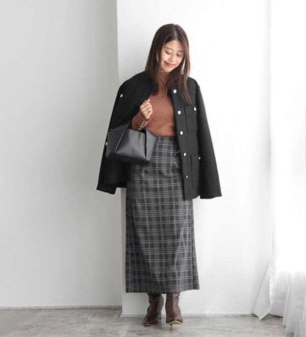 Pierrot（ピエロ）の「丈と柄が選べるカシミヤタッチＩラインスカート（ロングスカート）」｜詳細画像