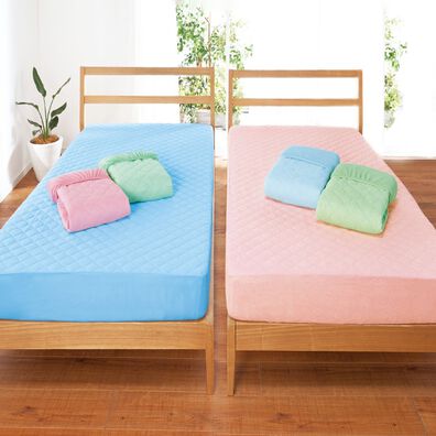 「お買得パッド一体型ボックスシーツ３色組（ボックスシーツ・ベッドシーツ）」