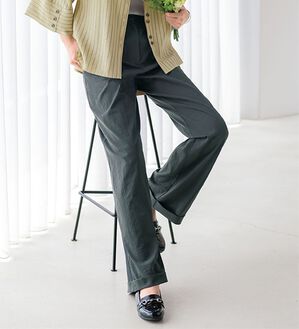 BELLUNA（ベルーナ）の「万能！タック使いワイドパンツ（ワイドパンツ・ガウチョ）」｜チャコール