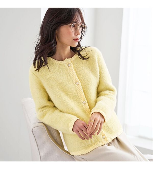 BELLUNA（ベルーナ）の「シャギーニット素材編地使いカーディガン（ニットカーディガン）」｜詳細画像