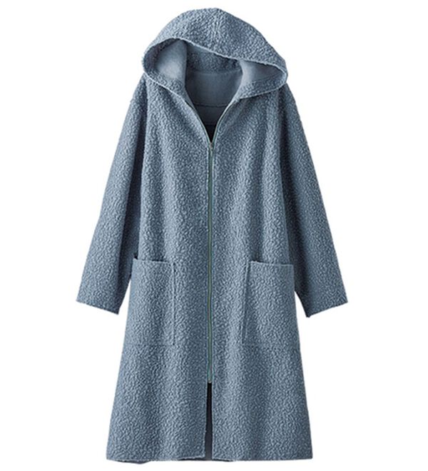 BELLUNA（ベルーナ）の「ブークレー素材フードコーディガン（アンサンブル）」｜サックス