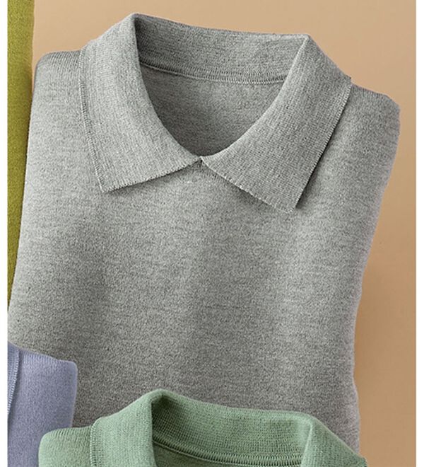 BELLUNA（ベルーナ）の「ウール入りデザインセーター（ニット・セーター）」｜杢グレー