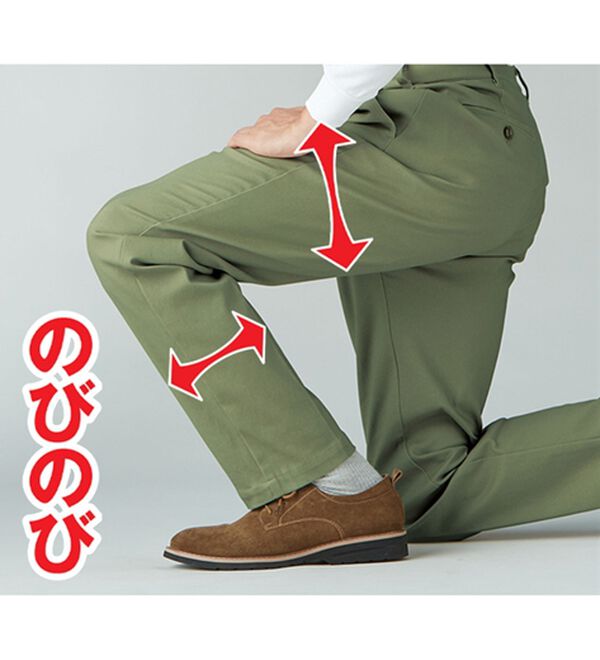 「＜コムルヴァン・オム＞＋８．９&deg;Ｃの素材ツータックチノパンツ（メンズチノパンツ）」｜詳細画像