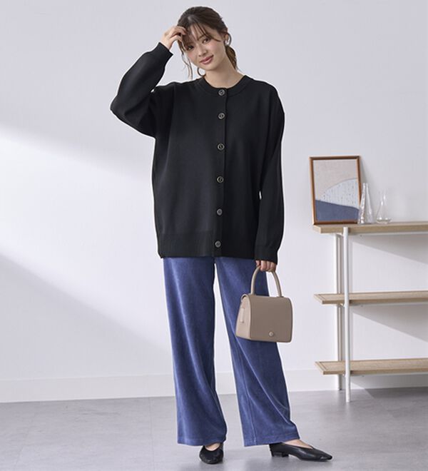 BELLUNA（ベルーナ）の「綺麗見えベロアワイドパンツ（フルレングスパンツ）」｜詳細画像