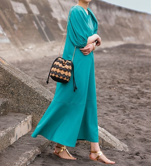 RANAN（ラナン）の「ひんやり！スクエアネックボリューム袖ワンピース（その他ワンピース）」｜詳細画像