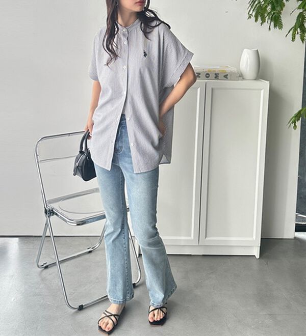 GeeRA（ジーラ）の「【ＵＳ．ＰＯＬＯ．ＡＳＳＮ】ポコポコ素材フレンチスリーブシャツ（シャツ）」｜詳細画像