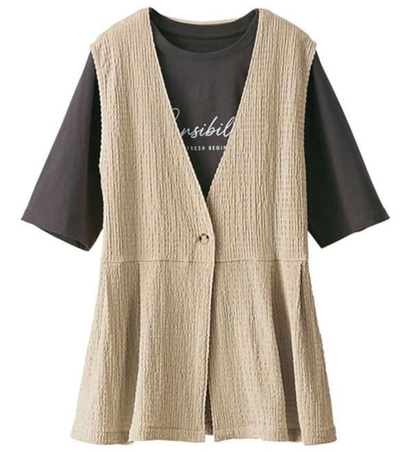 BELLUNA（ベルーナ）の「ジャカード素材ベストアンサンブル（アンサンブル）」｜詳細画像