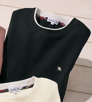 「＜アーノルド　パーマー＞ワッフルレイヤードＴシャツ（メンズＴシャツ）」｜ブラック