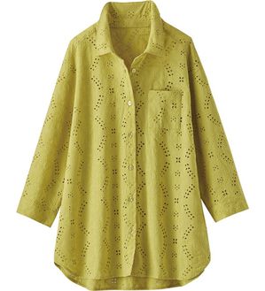 BELLUNA（ベルーナ）の「エンブロイダリーレースシャツチュニック（チュニック）」｜グリーン