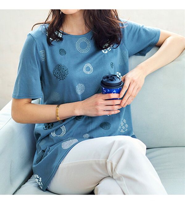 綿・テンセル（TM）繊維ロング丈プリントTシャツ - ベルーナ【公式】
