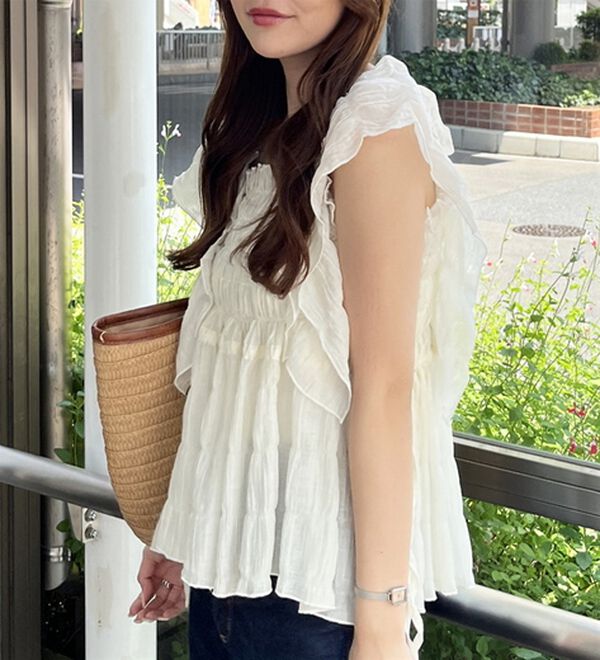 GeeRA（ジーラ）の「フリルシャーリングブラウス（ブラウス）」｜詳細画像