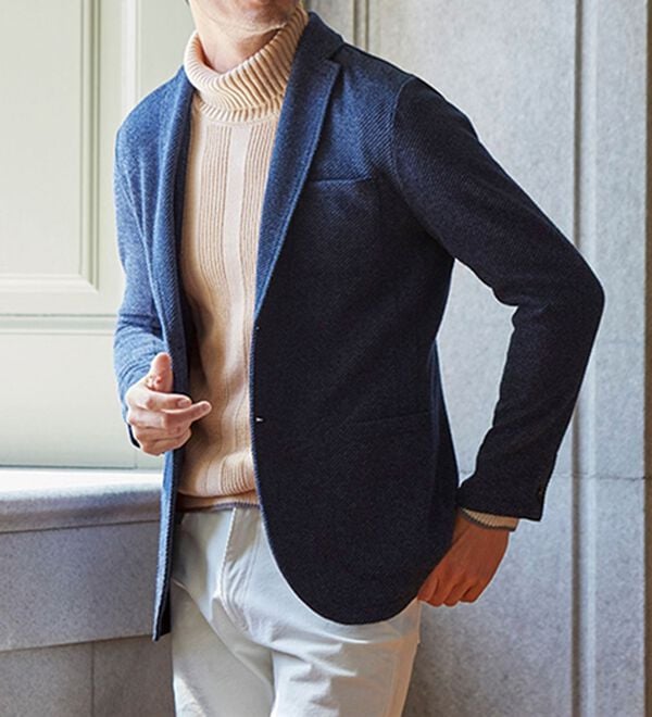 「洒脱な大人のストール付セーター（メンズニット・セーター）」｜詳細画像