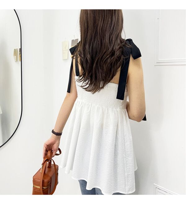 GeeRA（ジーラ）の「バイカラーぽこぽこリボンビスチェ（ブラウス）」｜詳細画像