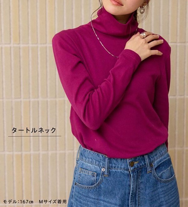 BELLUNA（ベルーナ）の「【選べる衿】肌に優しい綿１００％暖か発熱素材プルオーバー＜ベルホット　コットン＞（カットソー）」｜詳細画像