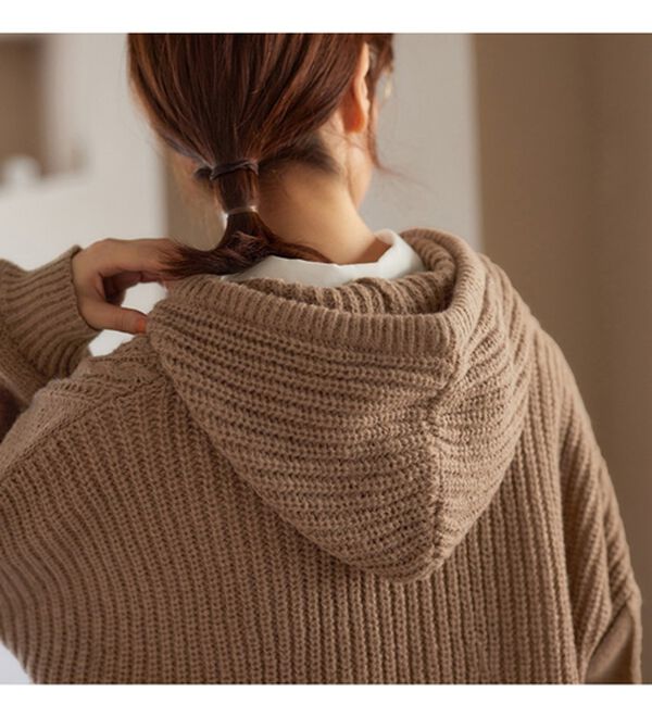 Viola e Viola（ヴィオラ エ ヴィオラ）の「ゆるっとあったかケーブルニットパーカー（パーカー）」｜詳細画像