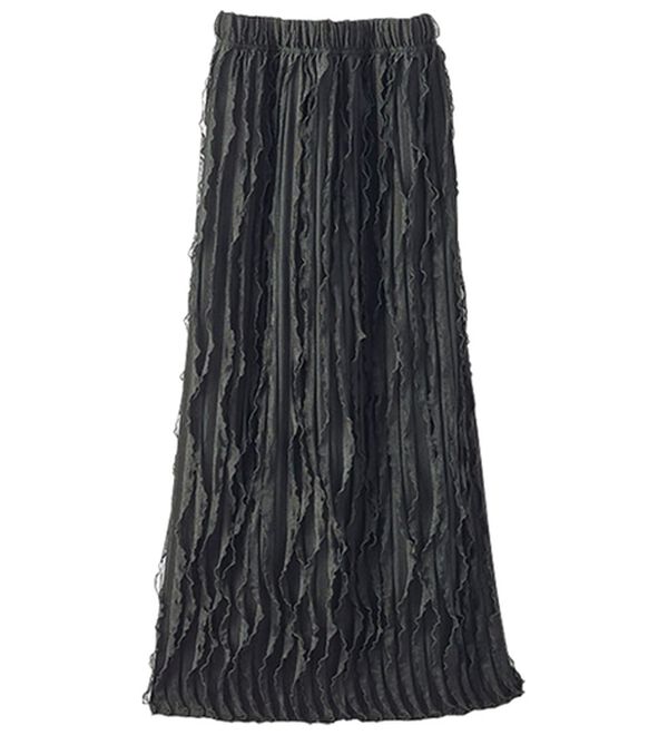 BELLUNA（ベルーナ）の「チュニックの下にはくストライプフリルスカート（ロングスカート）」｜詳細画像