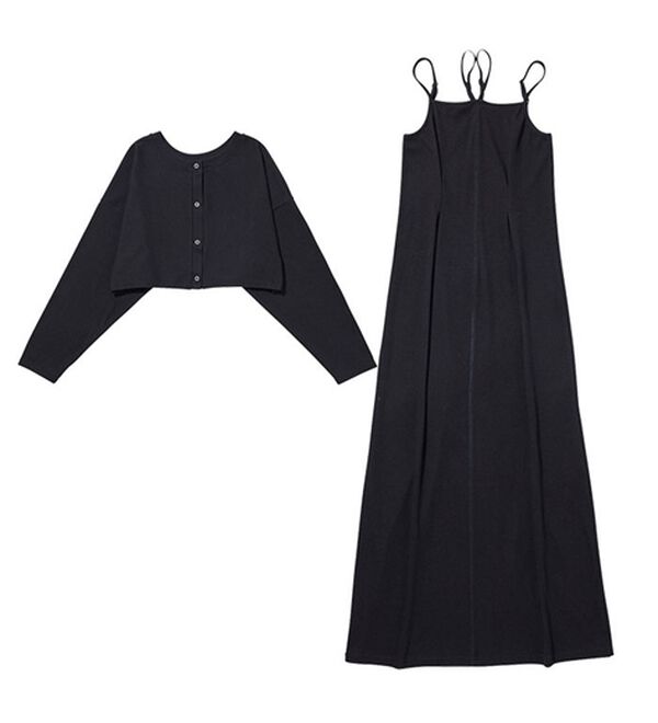 GeeRA（ジーラ）の「ミックス見えリブ素材ワンピ＆カーディガン（アンサンブル）」｜詳細画像