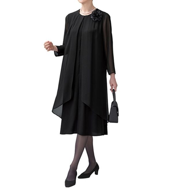 ルフラン（ルフラン）の「アイロンいらず重ね着風ワンピース（ブラックフォーマル（喪服・礼服））」｜詳細画像