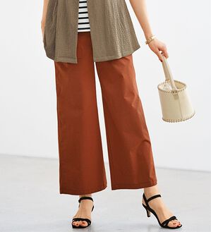 BELLUNA（ベルーナ）の「麻入りストレッチ素材ベイカーワイドパンツ（ワイドパンツ・ガウチョ）」｜テラコッタ
