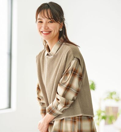 BELLUNA（ベルーナ）の「ふんわり優しい配色ニットベスト（ベスト）」