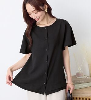 Viola e Viola（ヴィオラ エ ヴィオラ）の「さらさらＥＡＳＹ　Ａラインブラウス（チュニック）」｜ブラック