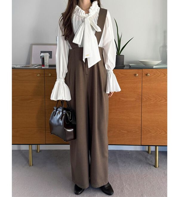 GeeRA（ジーラ）の「フロントジップハイウエストサロペット（オールインワン）」｜詳細画像