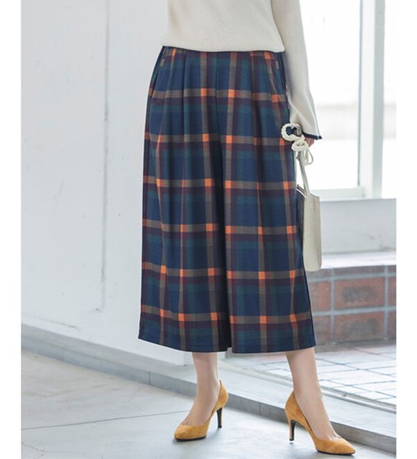 RANAN（ラナン）の「裏起毛ガウチョパンツ　クロップド（フルレングスパンツ）」｜チェック柄