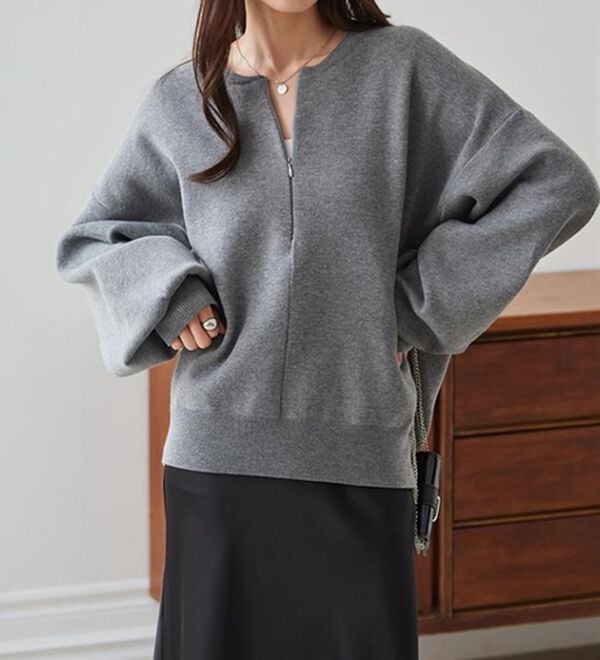 RANAN（ラナン）の「ハーフジップスウェットライクニット（ニット・セーター）」｜詳細画像