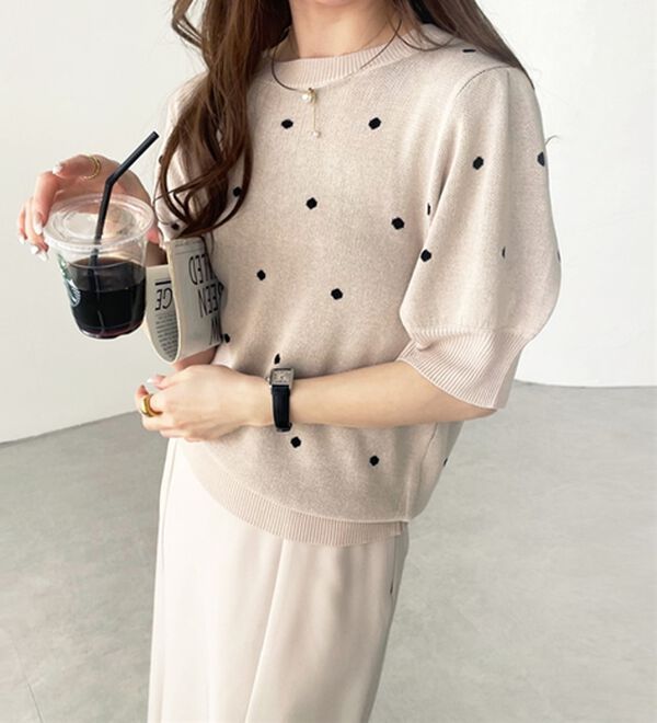 GeeRA（ジーラ）の「ドット柄ジャガードトップス（ニット・セーター）」｜詳細画像