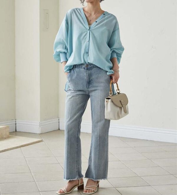 RANAN（ラナン）の「ディープVネックシアーシャツ（シャツ）」｜詳細画像