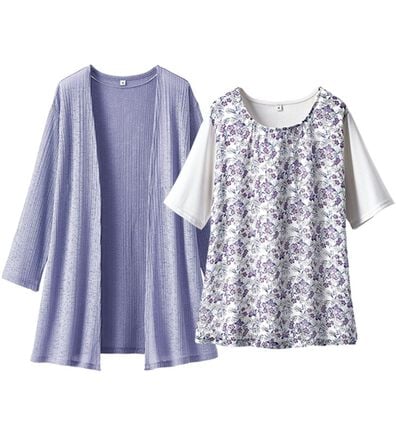 BELLUNA（ベルーナ）の「シフォンプリントカーディガンアンサンブル（アンサンブル）」