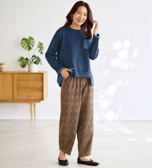 BELLUNA（ベルーナ）の「まるではく毛布！静電防止裏ファー素材コクーンパンツ（フルレングスパンツ）」｜詳細画像