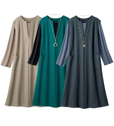 ルフラン（ルフラン）の「【３色組】重ねデザインリップル素材チュニックワンピ（チュニック）」