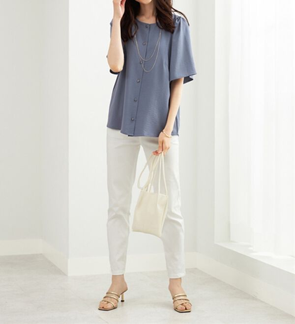 BELLUNA（ベルーナ）の「お手入れ楽々！ビンテージ素材ブラウス（ブラウス）」｜詳細画像