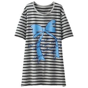 BELLUNA（ベルーナ）の「綿１００％プリントＴシャツ（Tシャツ）」｜ボーダー・リボン